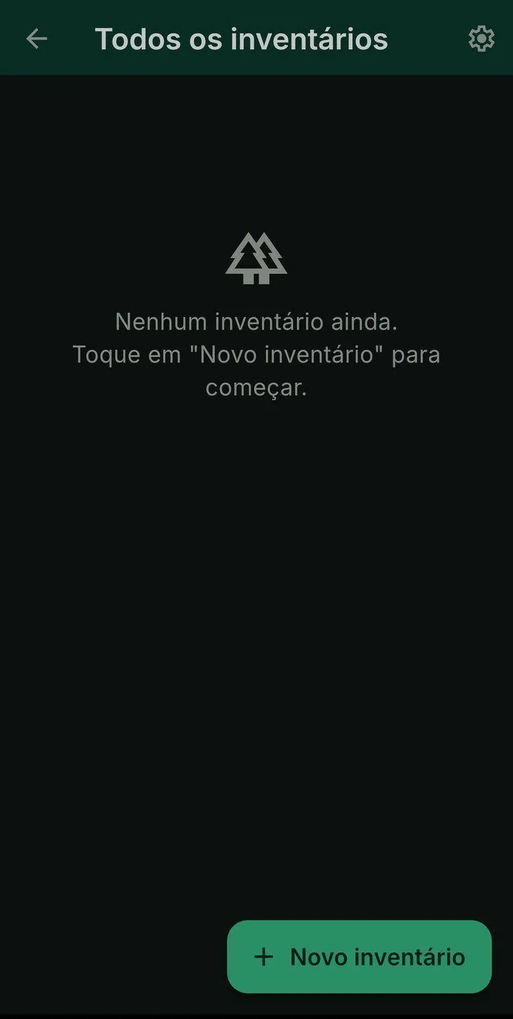Tela Todos os inventários do ForestMap com o botão Novo inventário